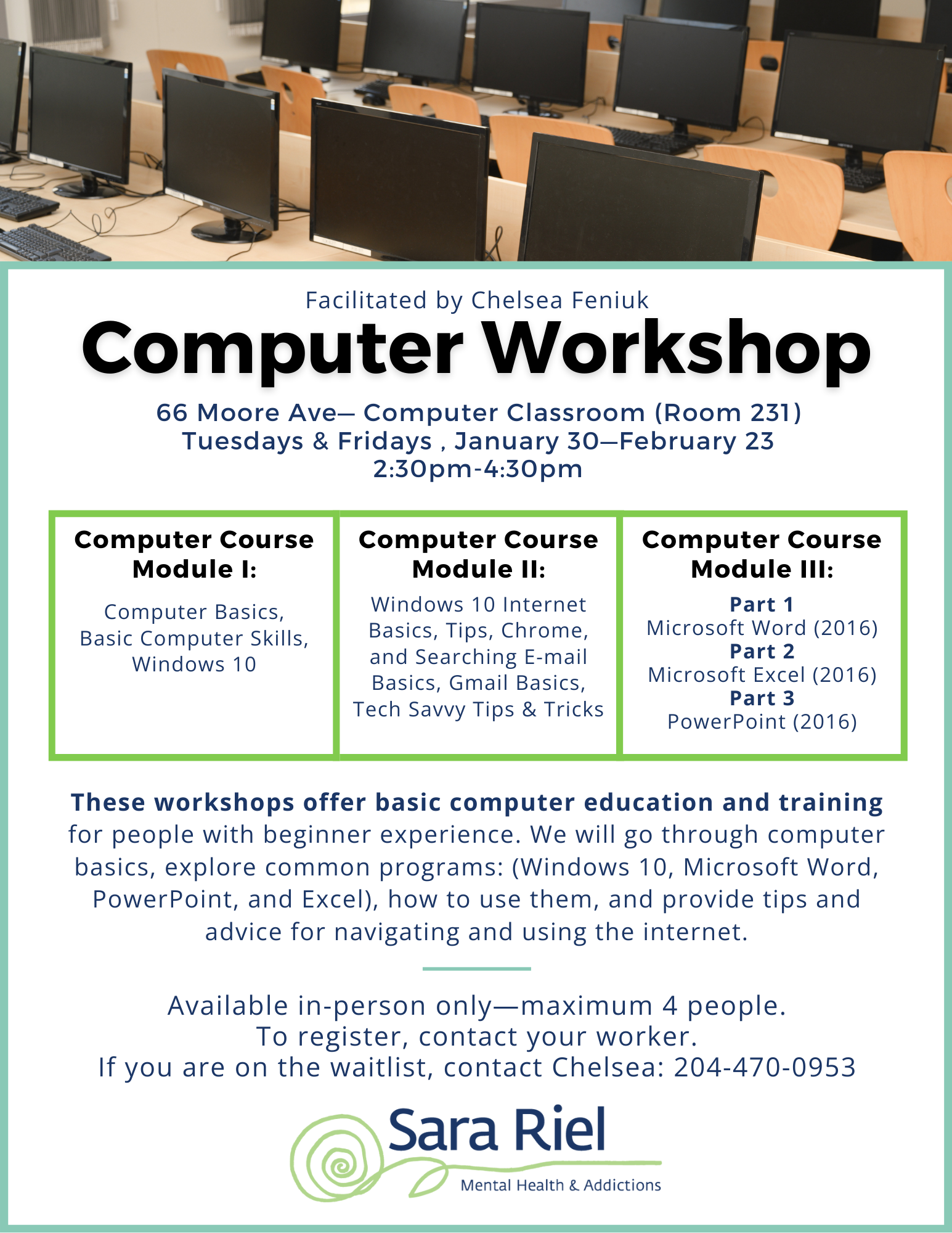 Image contains details about the Computer Workshop.